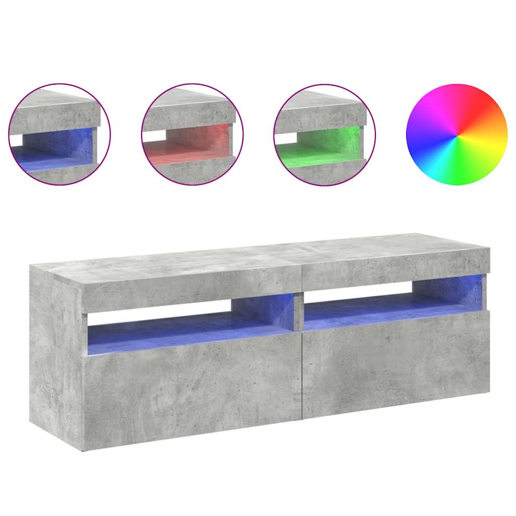 TV ormarići s LED svjetlima 2 kom siva boja betona 60x35x40 cm