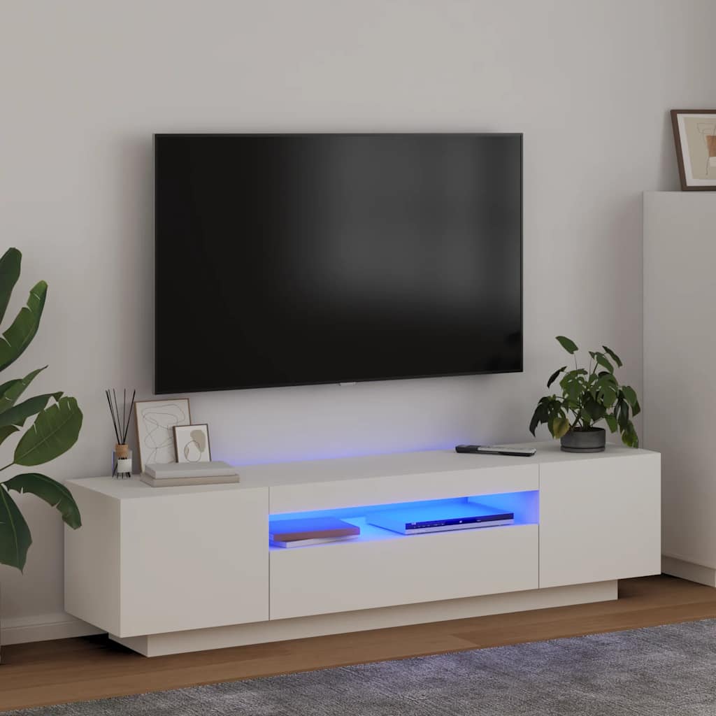 TV ormarić s LED svjetlima bijeli 160 x 35 x 40 cm