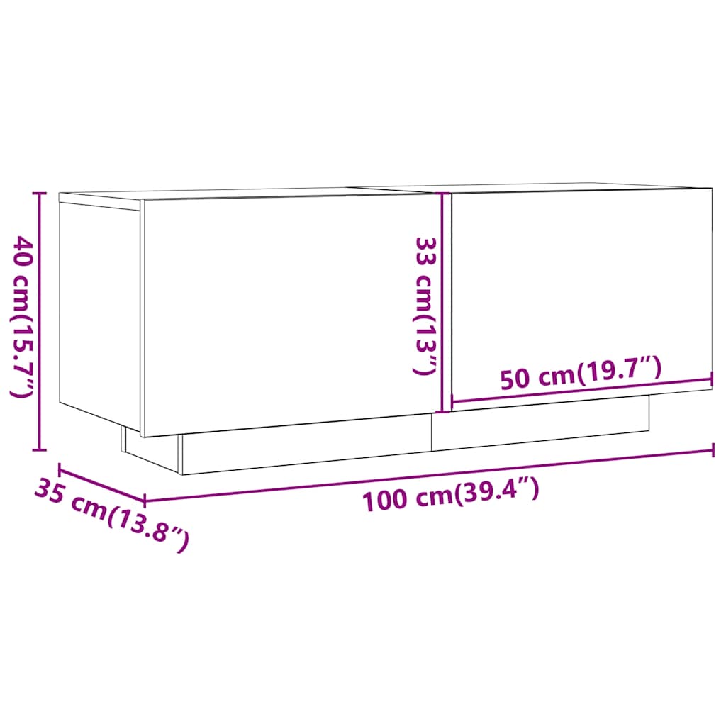 TV ormarić boja betona 100 x 35 x 40 cm od konstruiranog drva