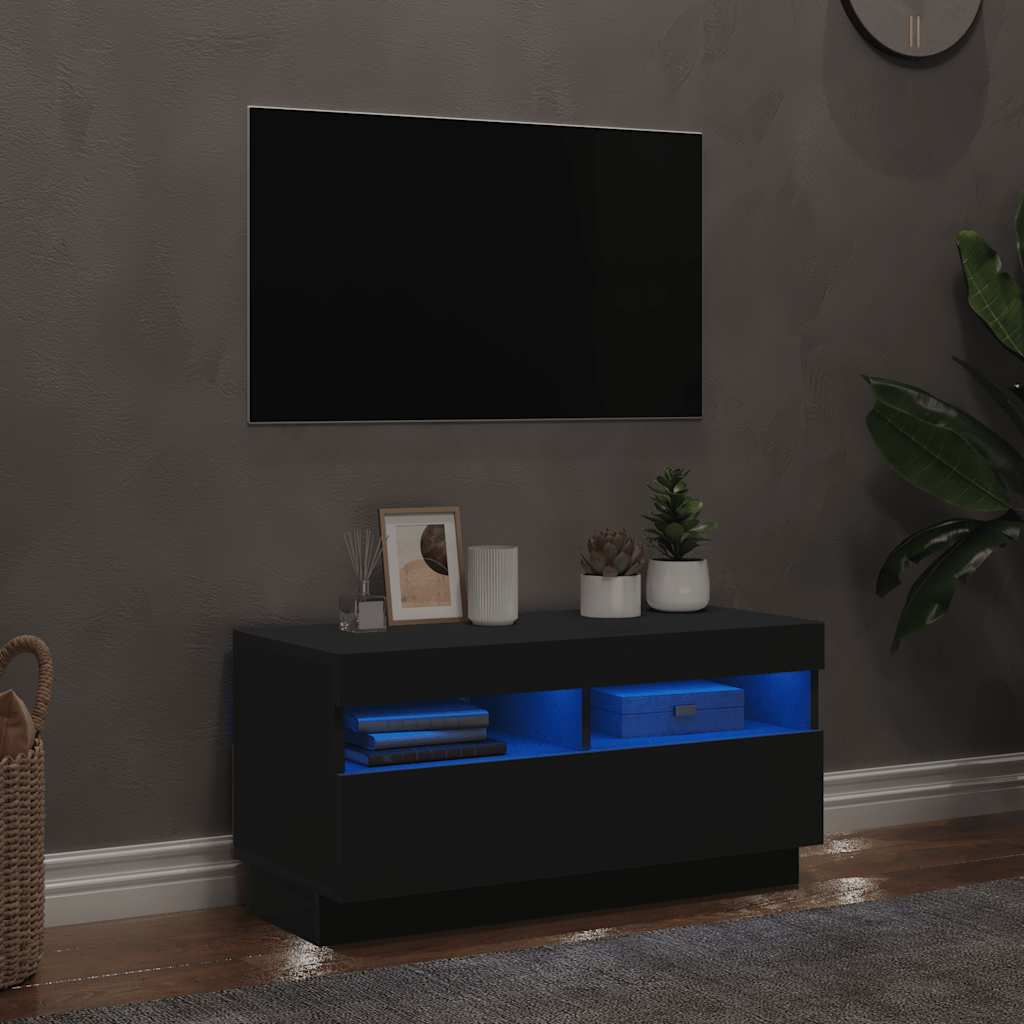 TV ormarić s LED svjetlima crni 80x35x40 cm