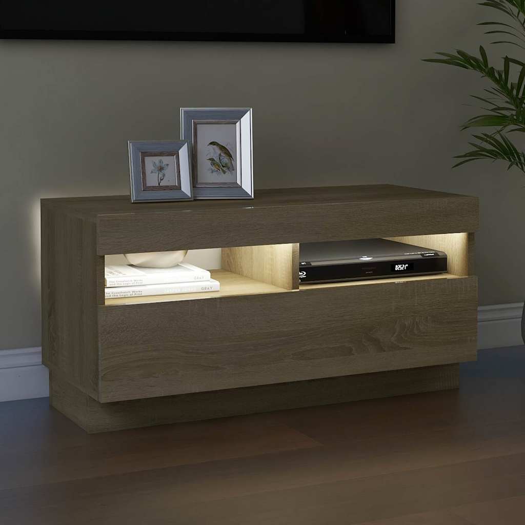 TV ormarić s LED svjetlima boja hrasta sonome 80x35x40 cm