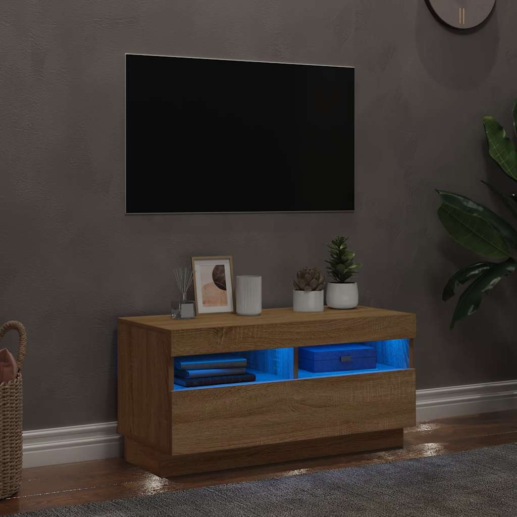 TV ormarić s LED svjetlima boja hrasta sonome 80x35x40 cm
