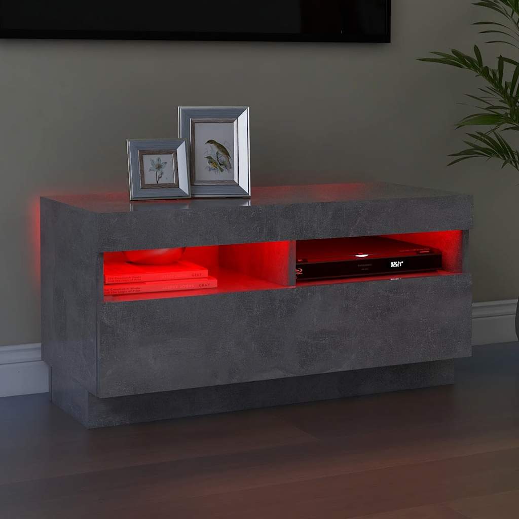 TV ormarić s LED svjetlima siva boja betona 80x35x40 cm