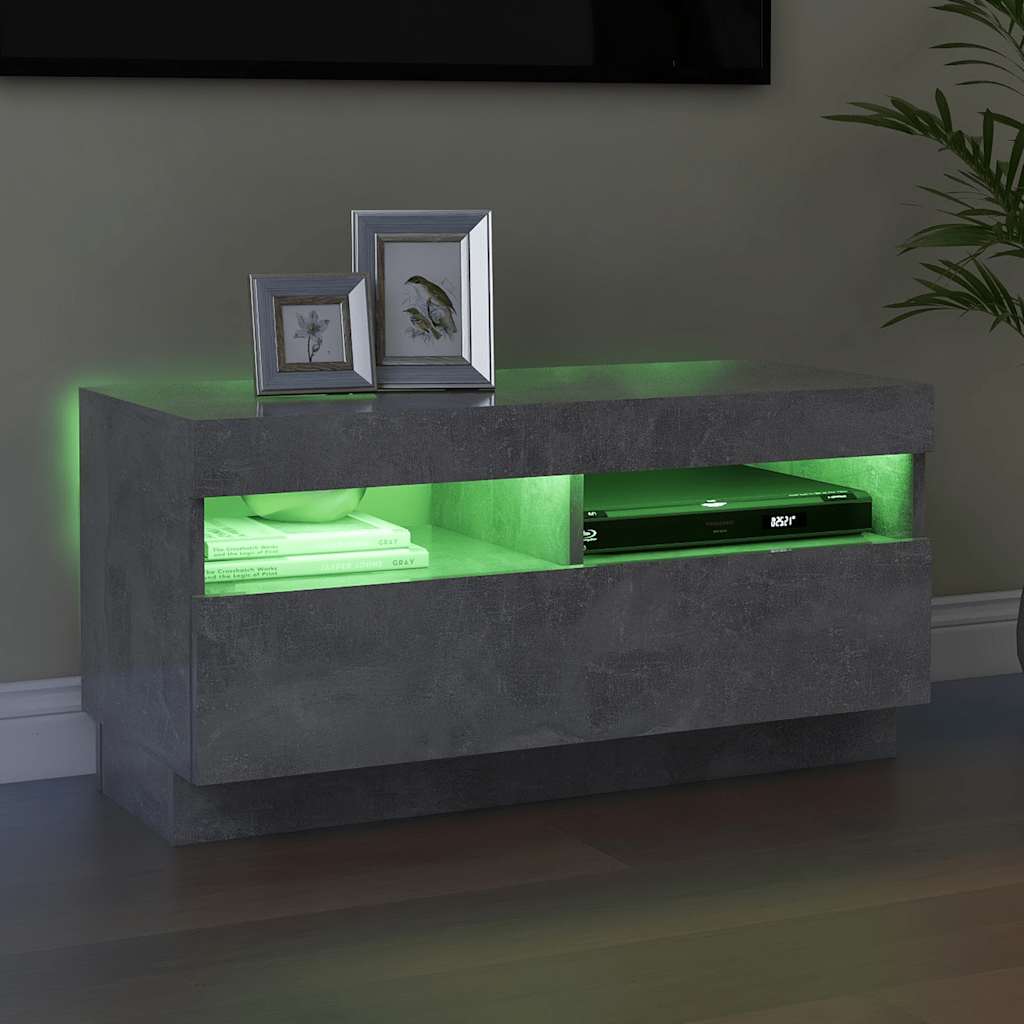 TV ormarić s LED svjetlima siva boja betona 80x35x40 cm
