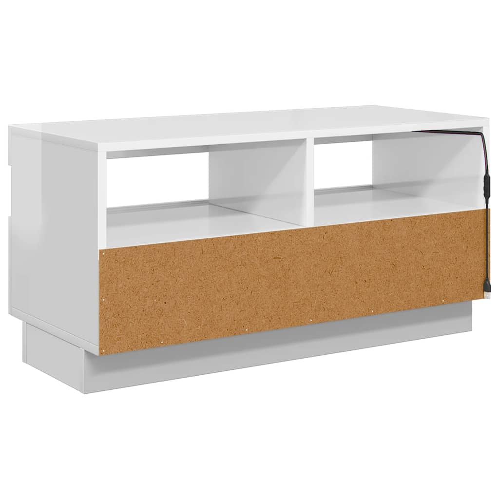 TV ormarić s LED svjetlima visoki sjaj bijeli 80 x 35 x 40 cm