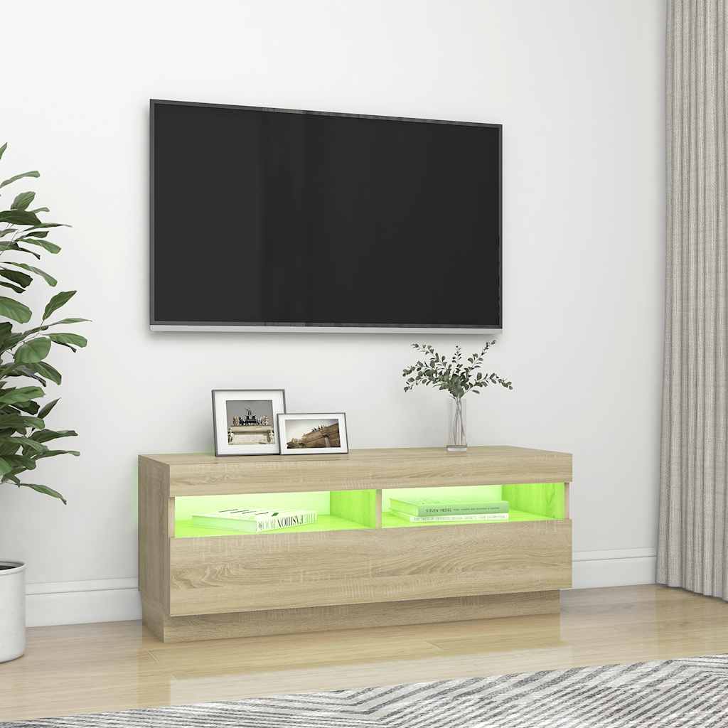 TV ormarić s LED svjetlima boja hrasta sonome 100 x 35 x 40 cm