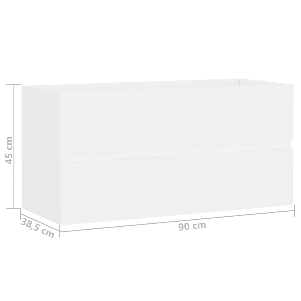 Ormarić za umivaonik bijeli 90 x 38,5 x 45 cm konstruirano drvo
