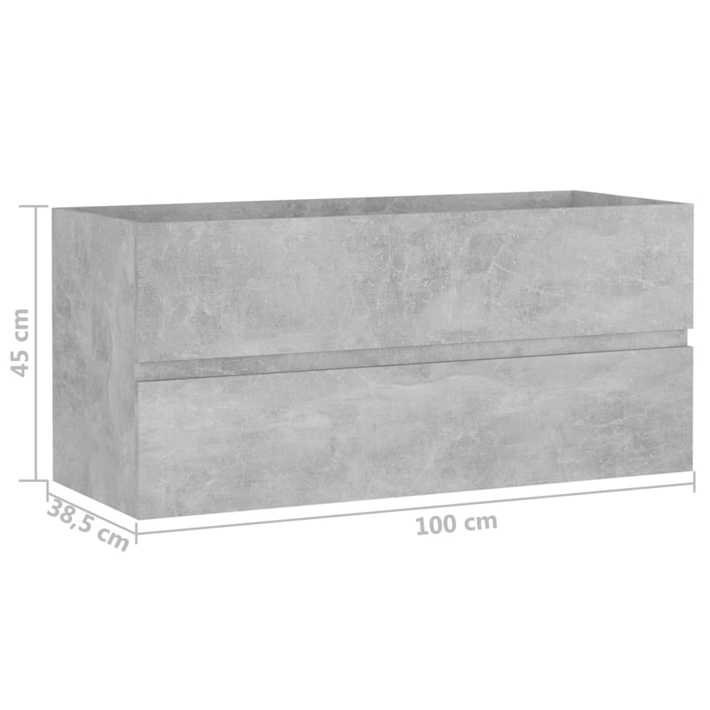 Ormarić za umivaonik siva boja betona 100 x 38,5 x 45 cm drveni