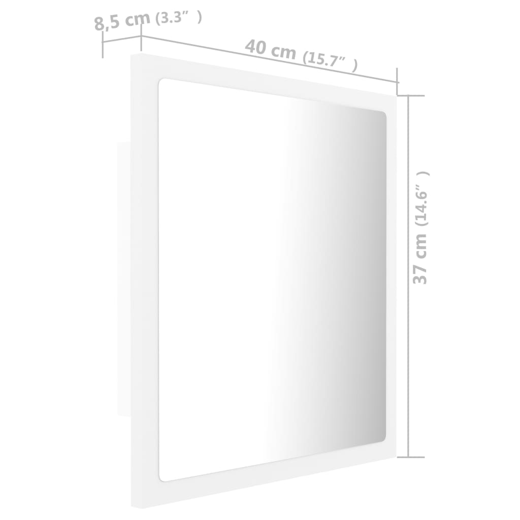 LED kupaonsko ogledalo bijelo 40 x 8,5 x 37 cm akrilno