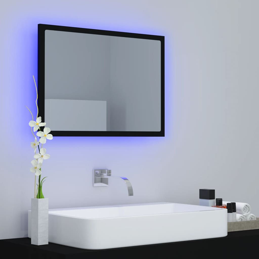 LED kupaonsko ogledalo crno 60x8,5x37 cm akrilno