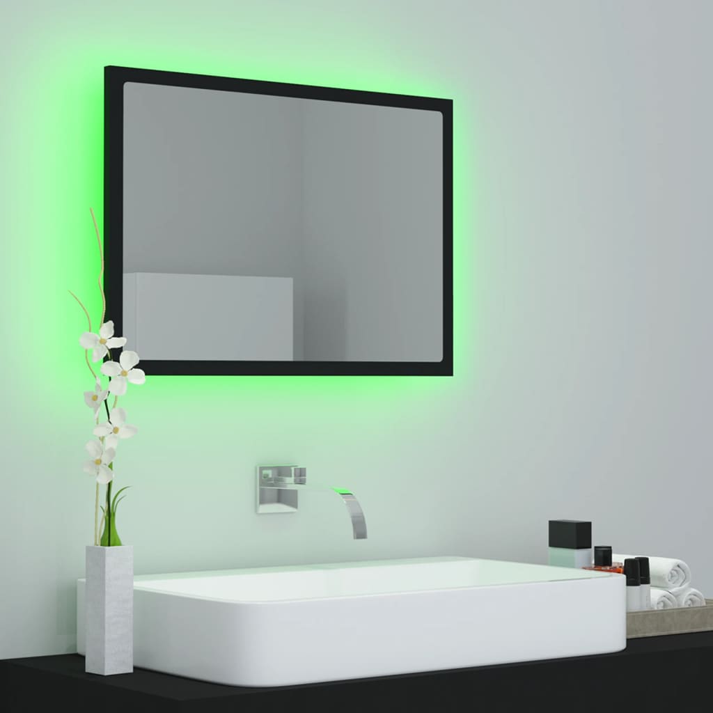 LED kupaonsko ogledalo crno 60x8,5x37 cm akrilno