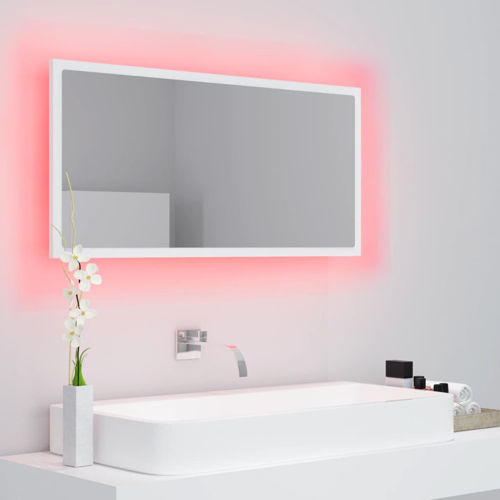 LED kupaonsko ogledalo bijelo 90 x 8,5 x 37 cm akrilno