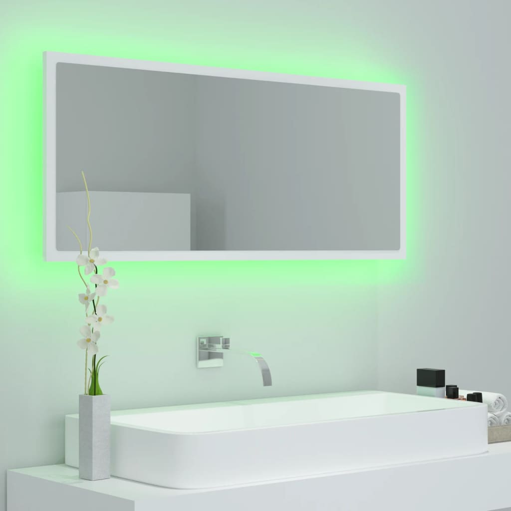 LED kupaonsko ogledalo bijelo 100x8,5x37 cm akrilno