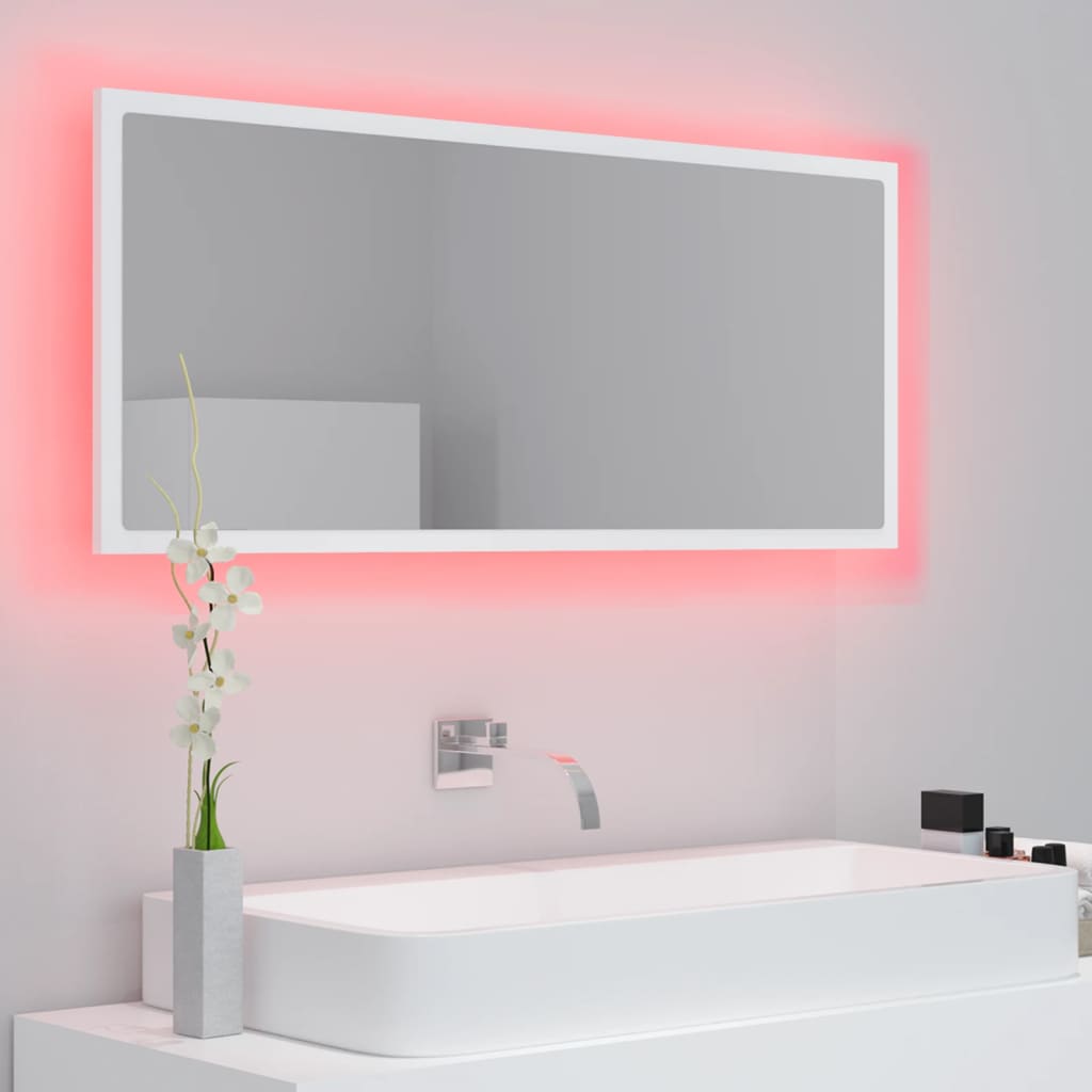 LED kupaonsko ogledalo bijelo 100x8,5x37 cm akrilno