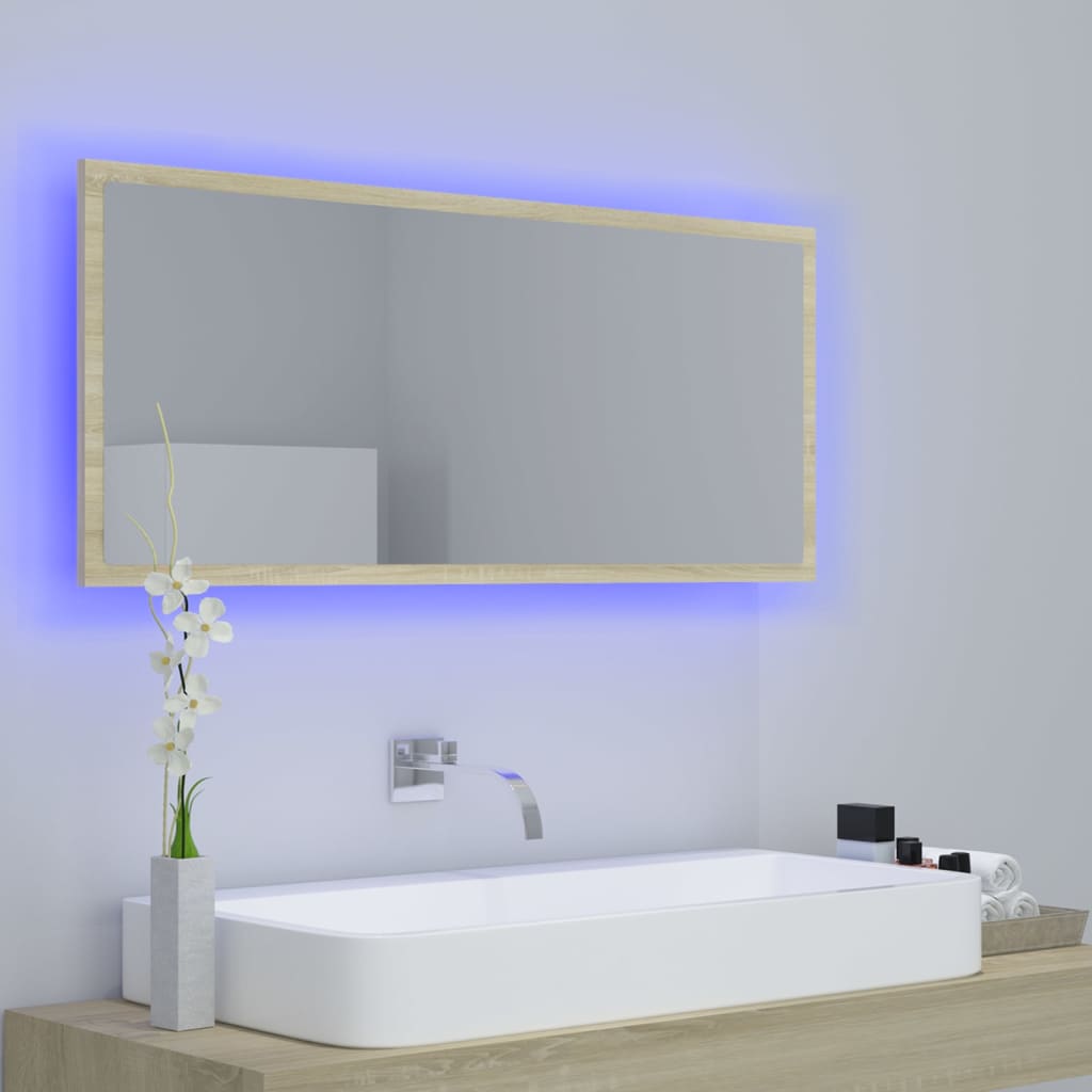 LED kupaonsko ogledalo boja hrasta sonome 100x8,5x37 cm akrilno