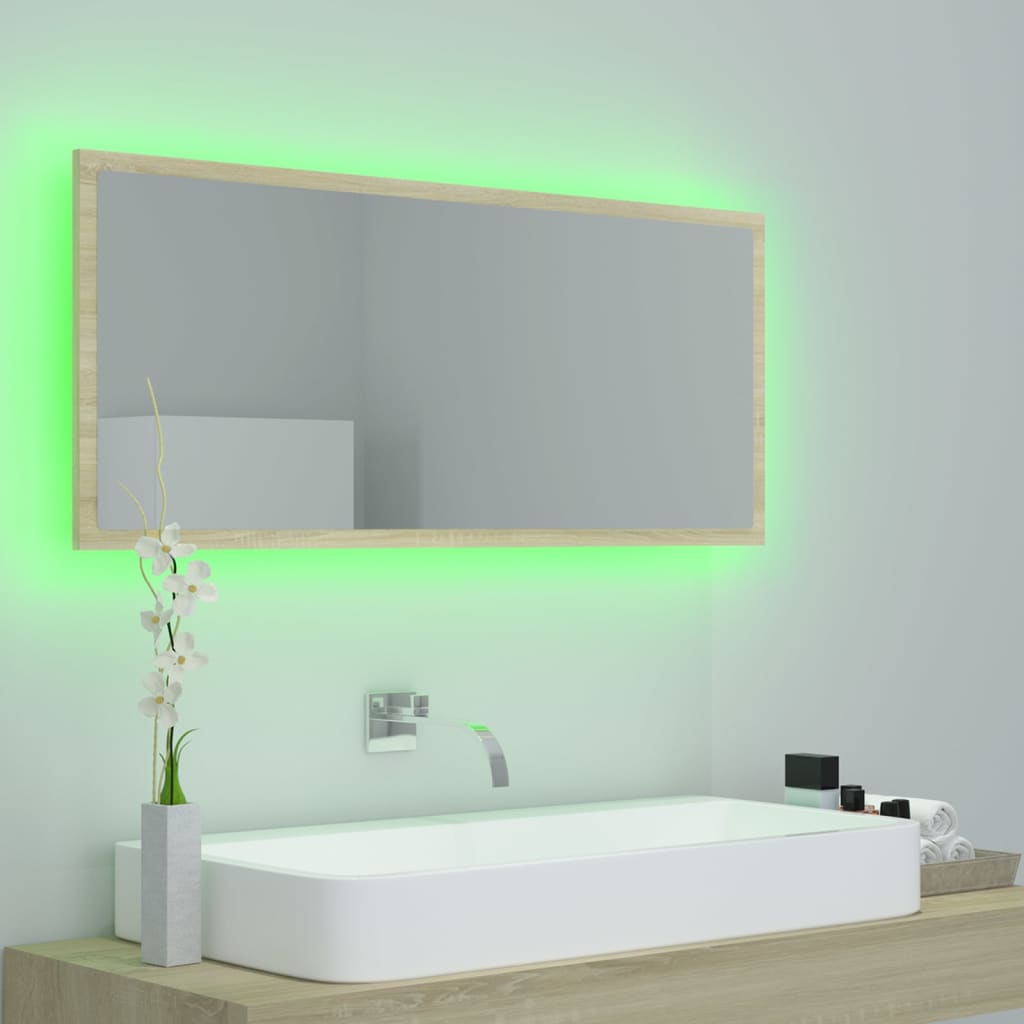 LED kupaonsko ogledalo boja hrasta sonome 100x8,5x37 cm akrilno
