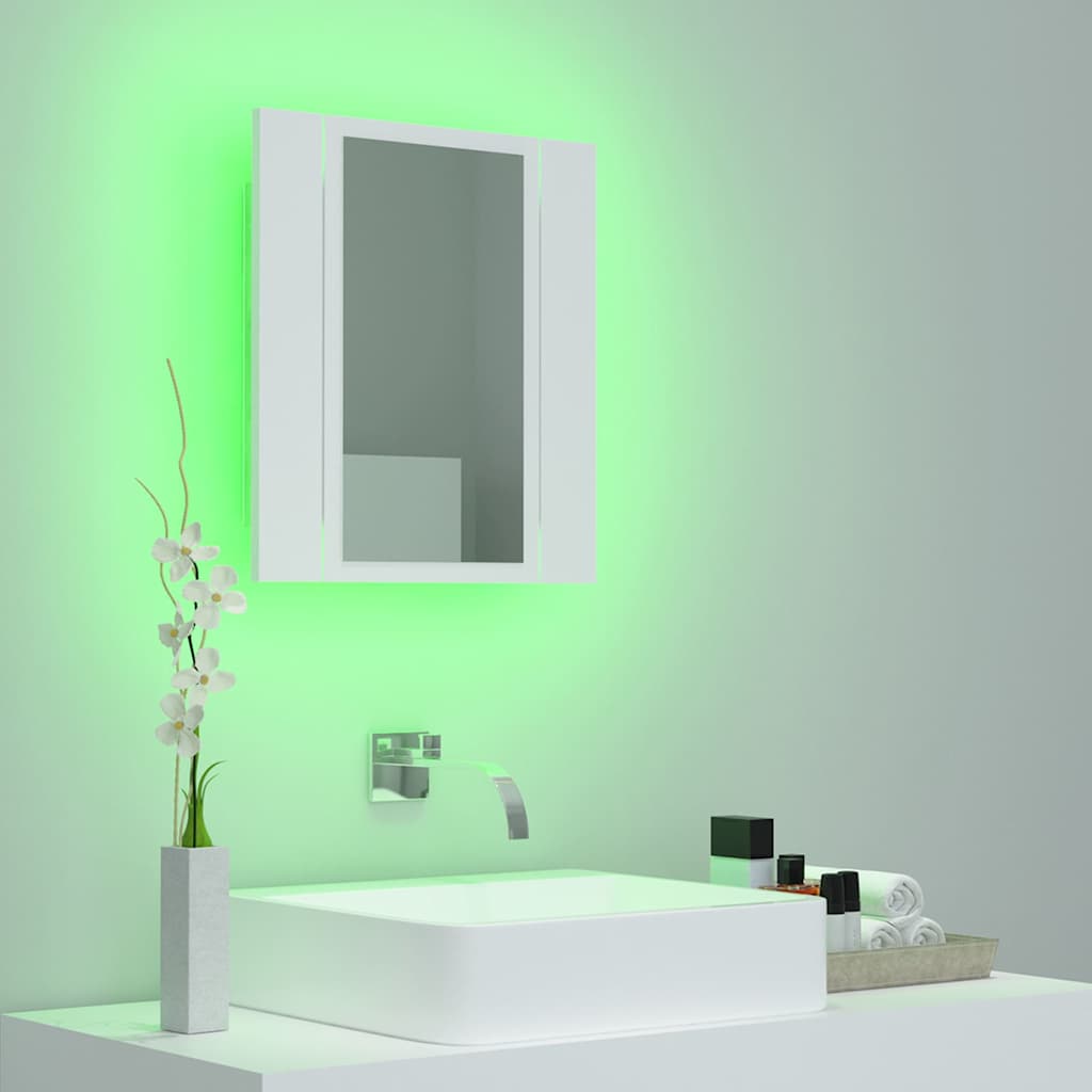 LED kupaonski ormarić s ogledalom bijeli 40x12x45 cm akrilni