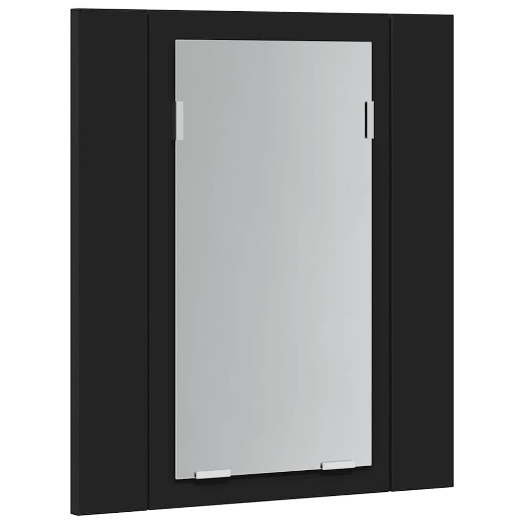 LED kupaonski ormarić s ogledalom crni 40x12x45 cm akrilni