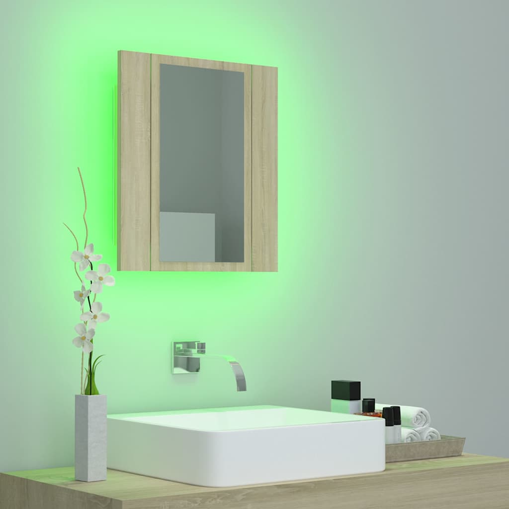 LED kupaonski ormarić s ogledalom boja hrasta 40x12x45 akrilni