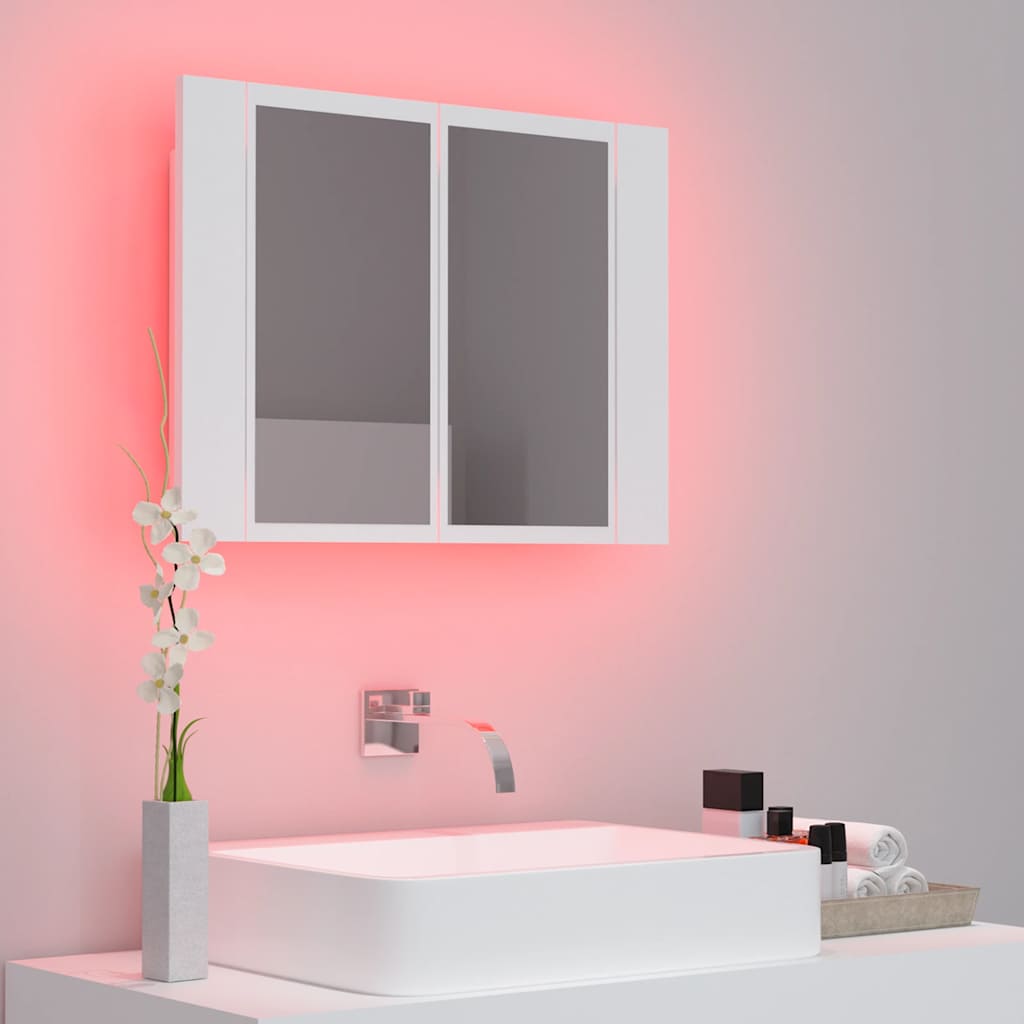 LED kupaonski ormarić s ogledalom bijeli 60x12x45 cm akrilni