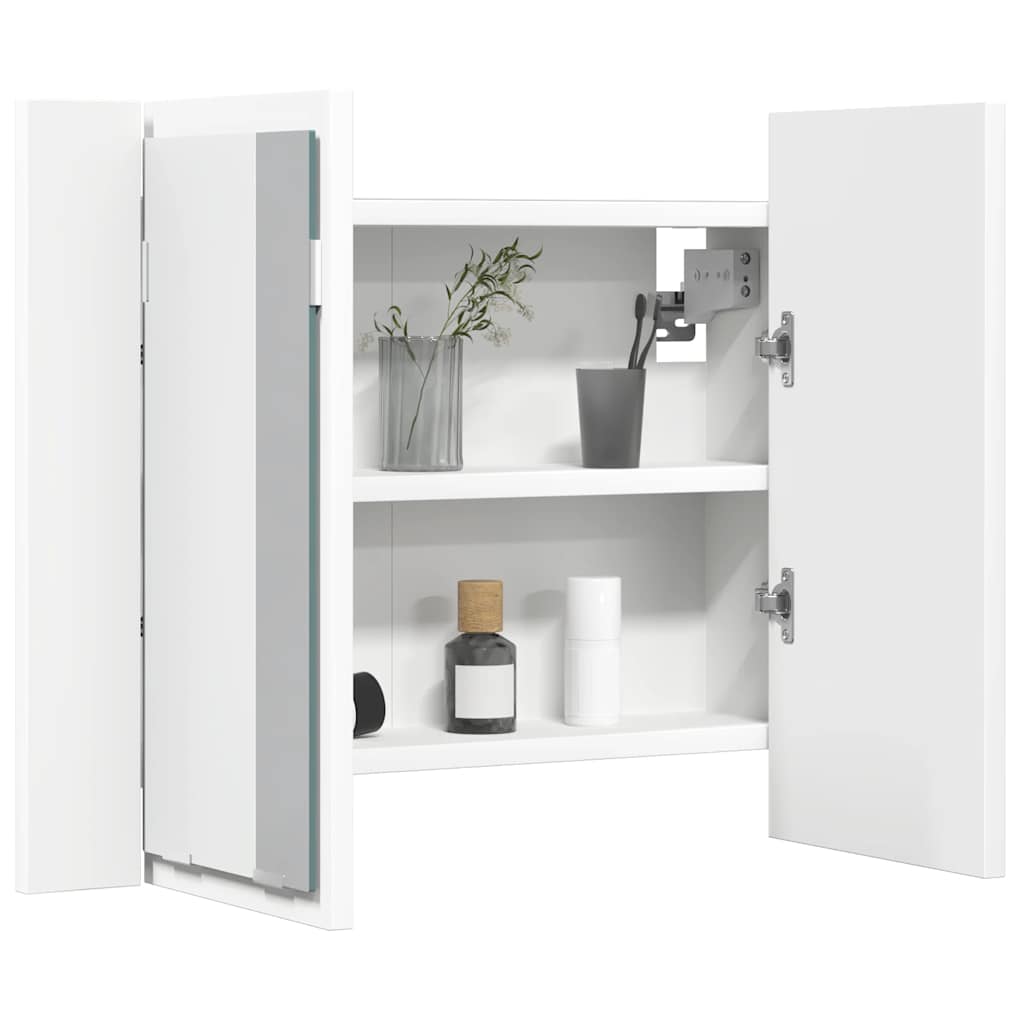 LED kupaonski ormarić s ogledalom bijeli 60x12x45 cm akrilni