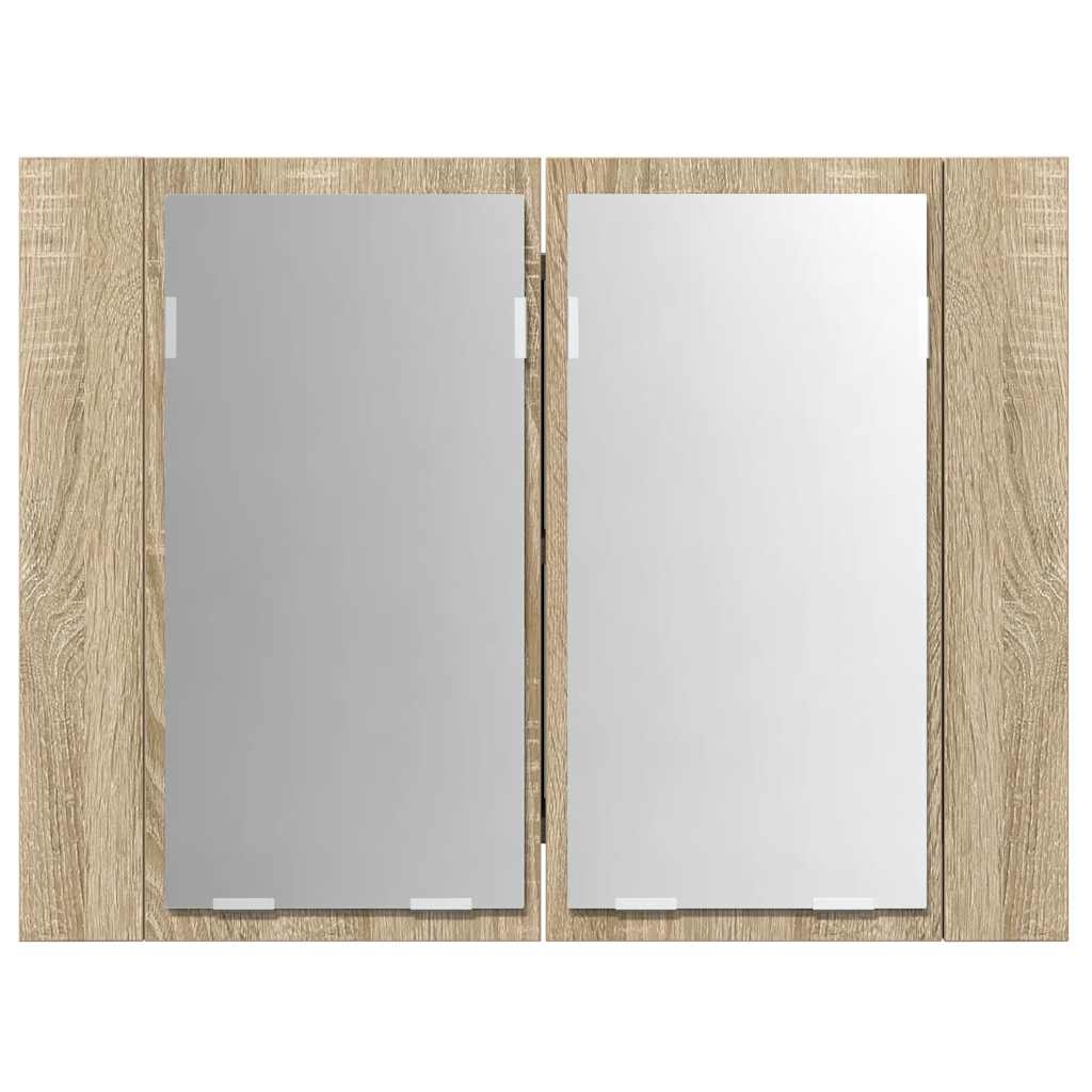 LED kupaonski ormarić s ogledalom boja hrasta 60x12x45 akrilni