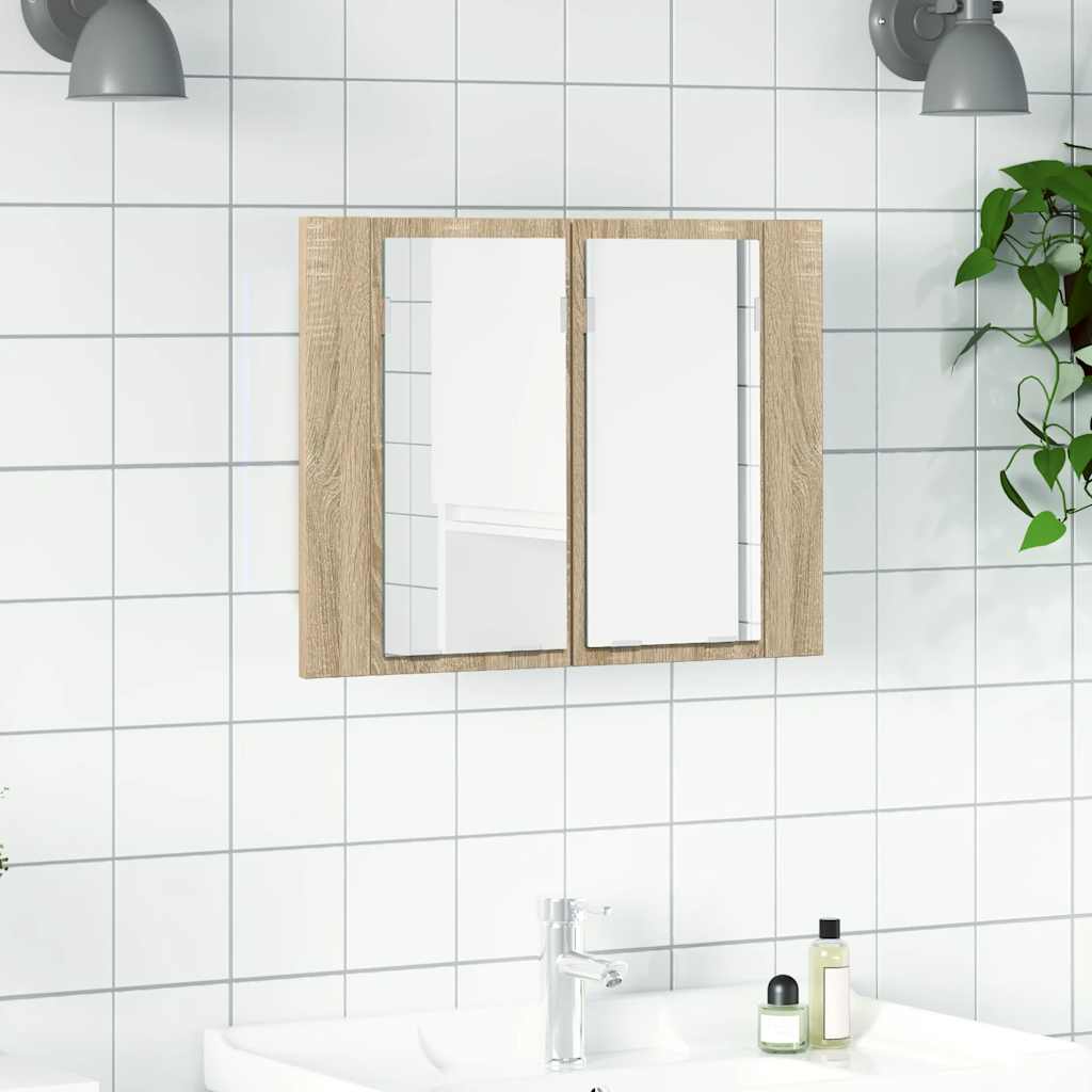 LED kupaonski ormarić s ogledalom boja hrasta 60x12x45 akrilni