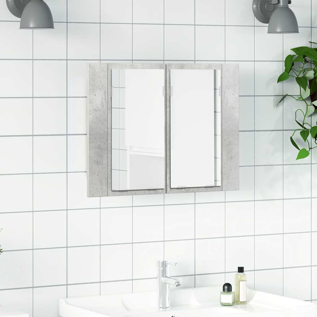 LED kupaonski ormarić s ogledalom siva boja betona akrilni