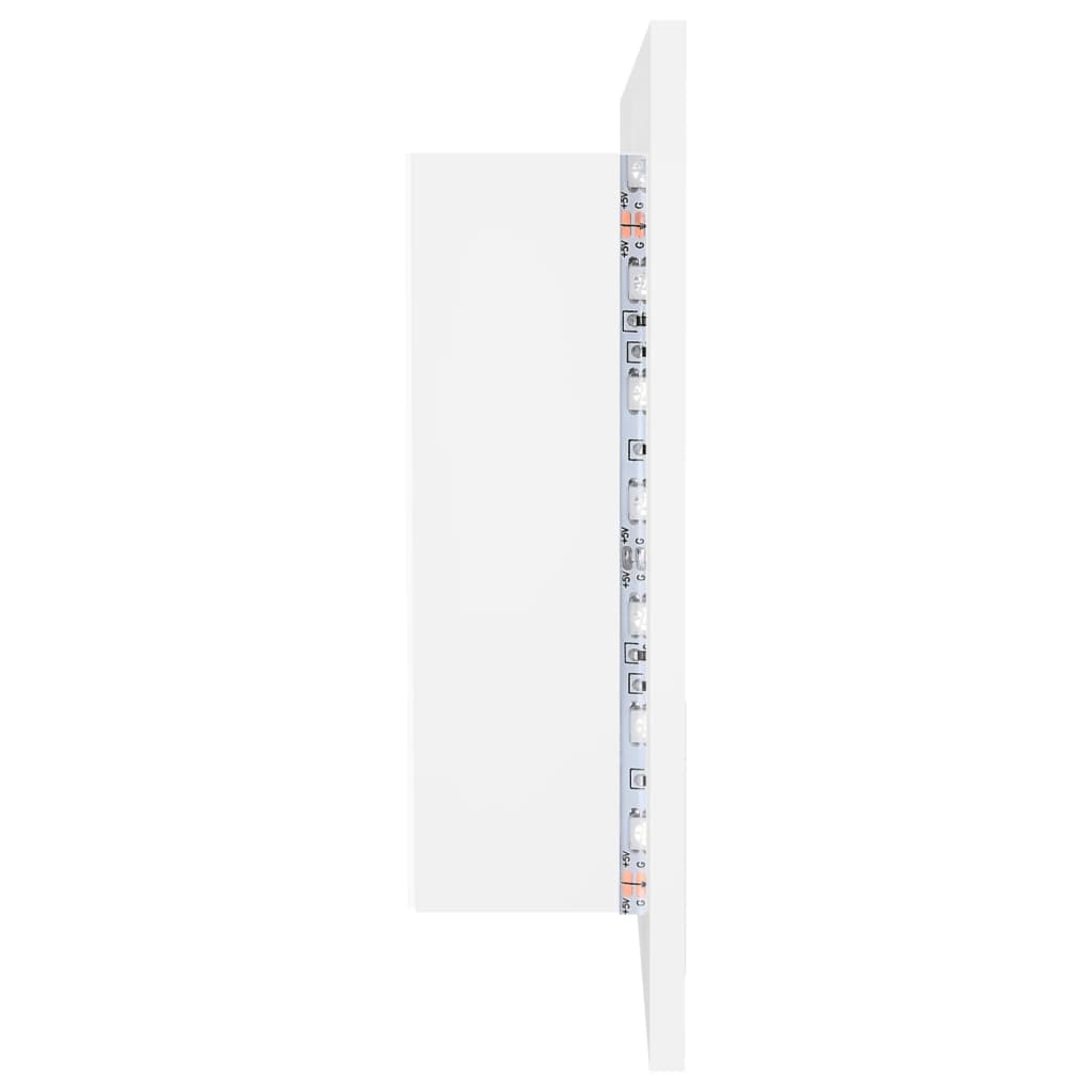 LED kupaonski ormarić s ogledalom bijeli 90x12x45 cm akrilni