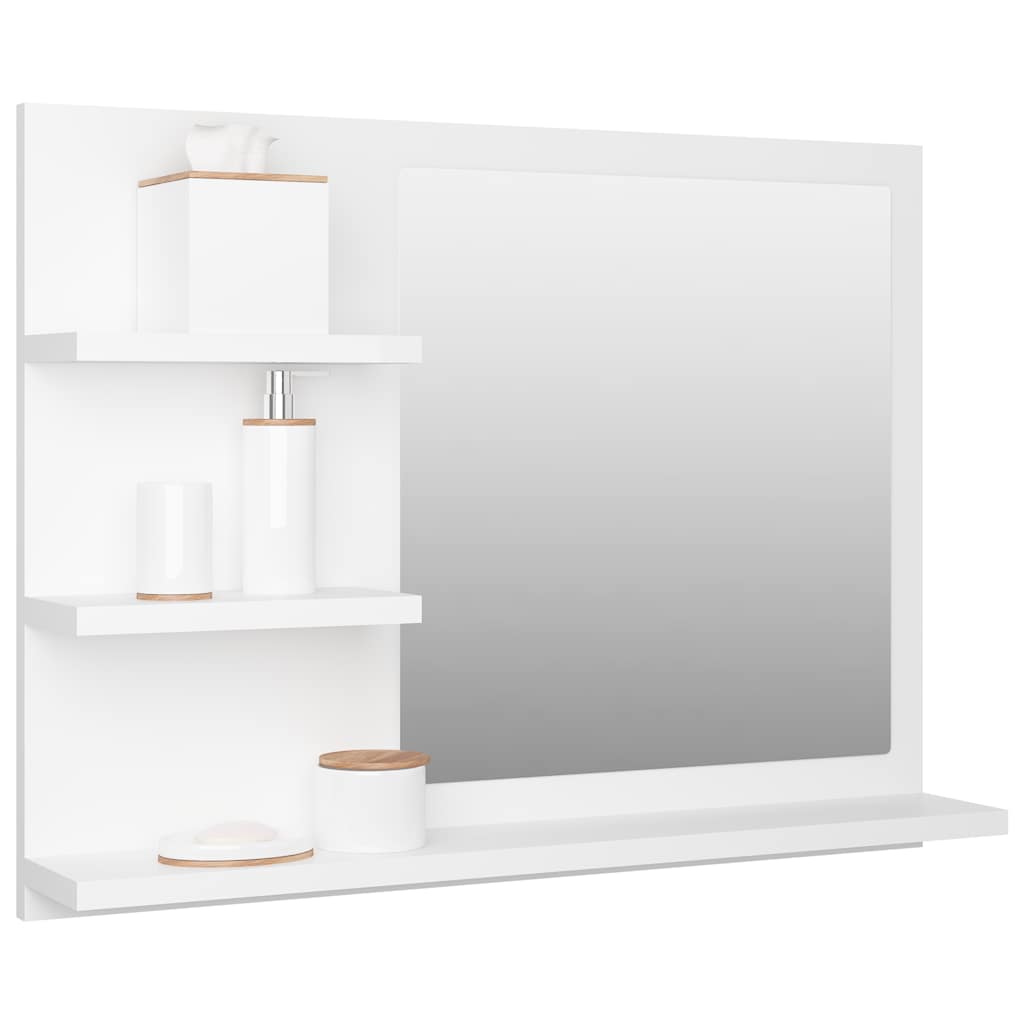 Kupaonsko ogledalo bijelo 60 x 10,5 x 45 cm konstruirano drvo
