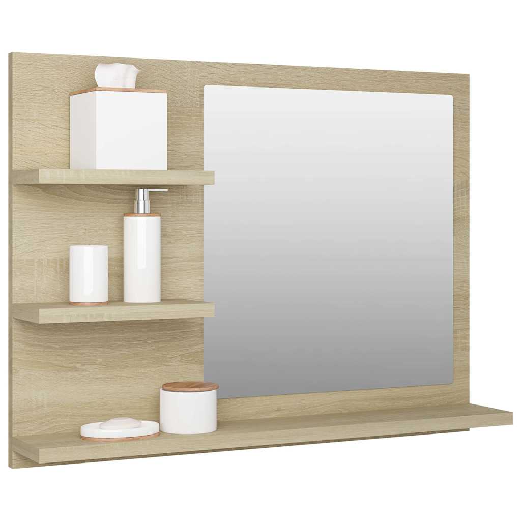 Kupaonsko ogledalo boja hrasta 60x10,5x45 cm konstruirano drvo