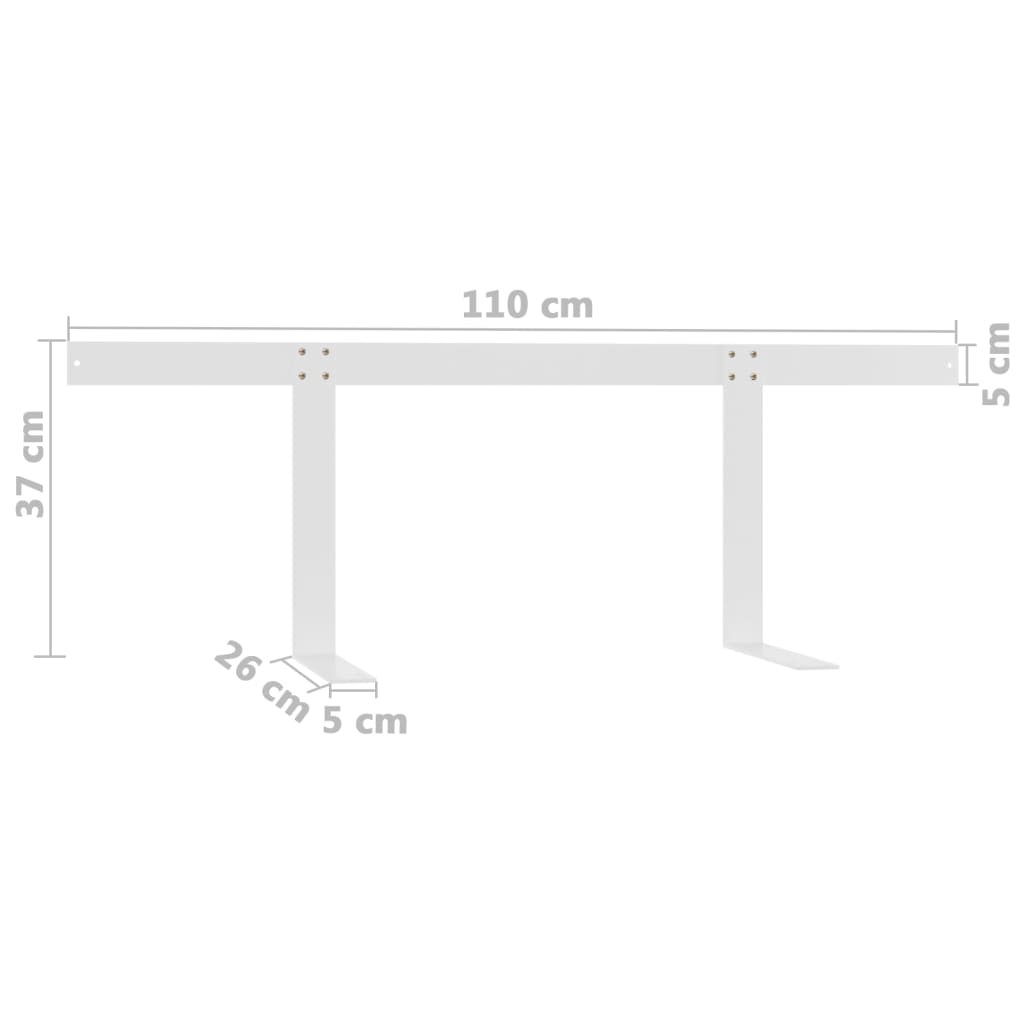 Naslon za sofu od paleta bijeli 110 cm željezni