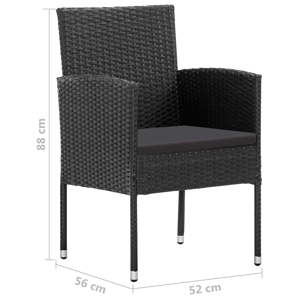 5-dijelni vrtni blagovaonski set od poliratana crni