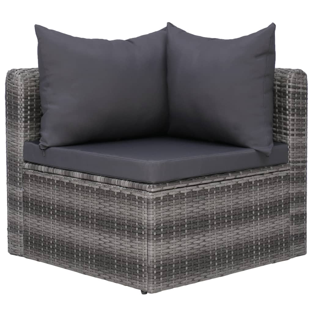 10-dijelna vrtna garnitura od poliratana s jastucima siva