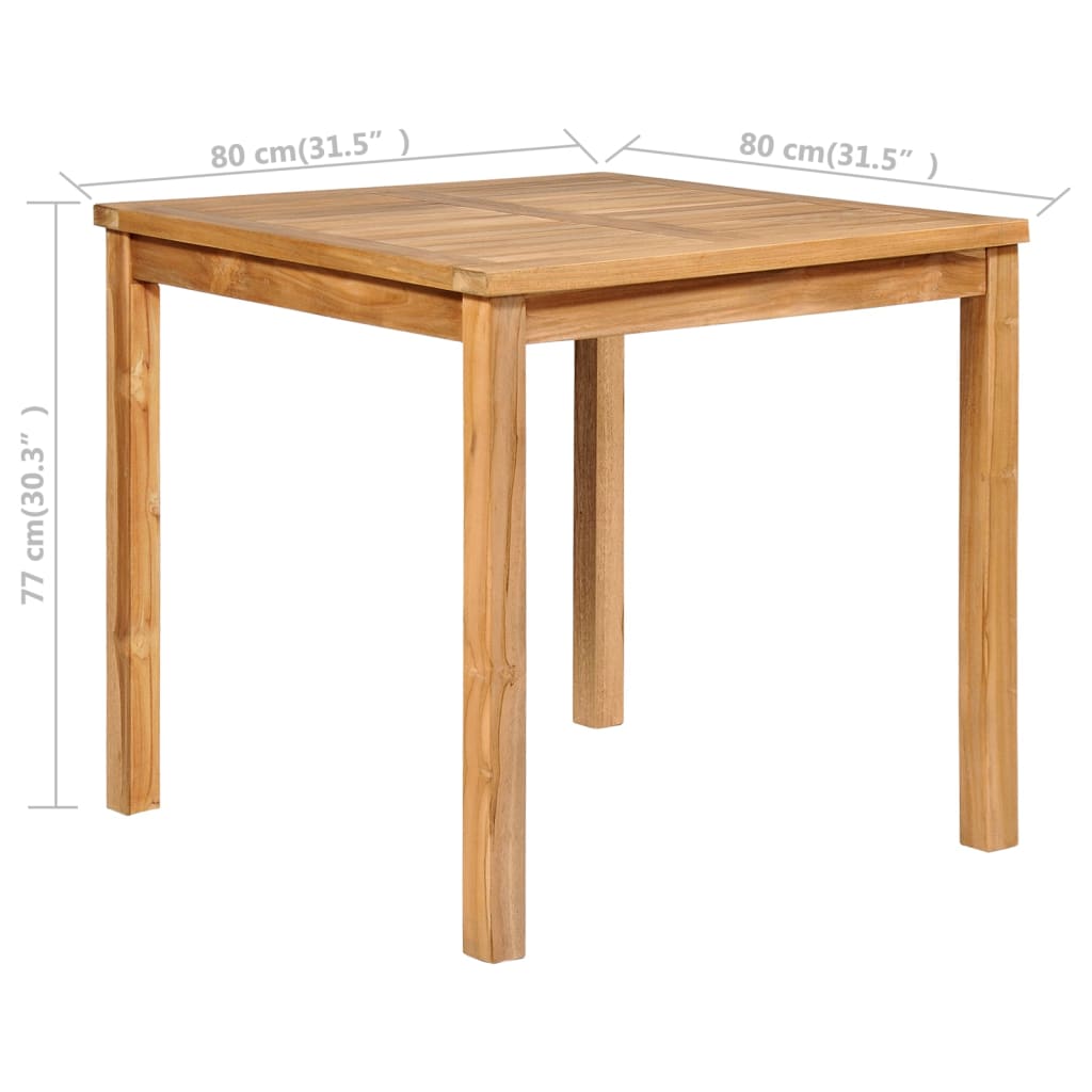 Vrtni blagovaonski set od 5 dijelova 80x80 cm masivno tikovino drvo