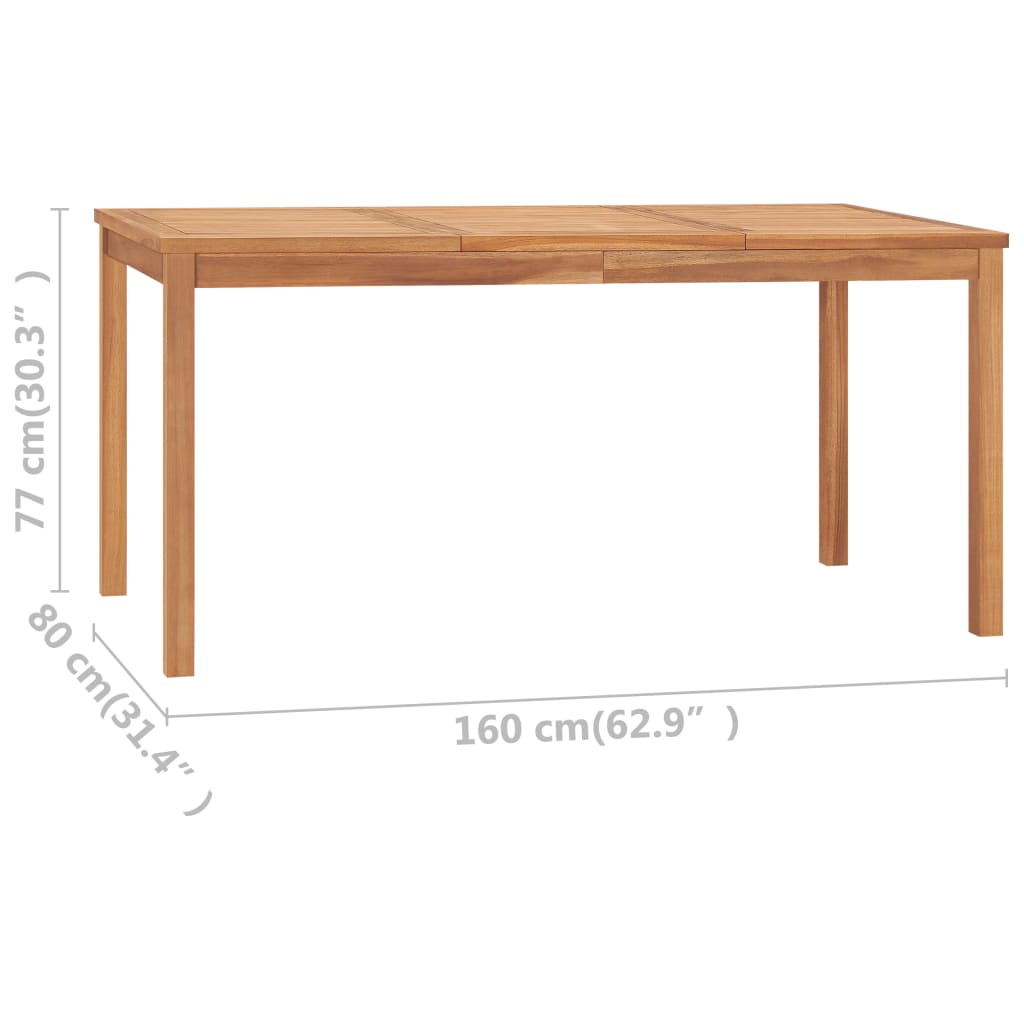 Vrtni blagovaonski set od 5 dijelova 160x80 cm masivno tikovino drvo