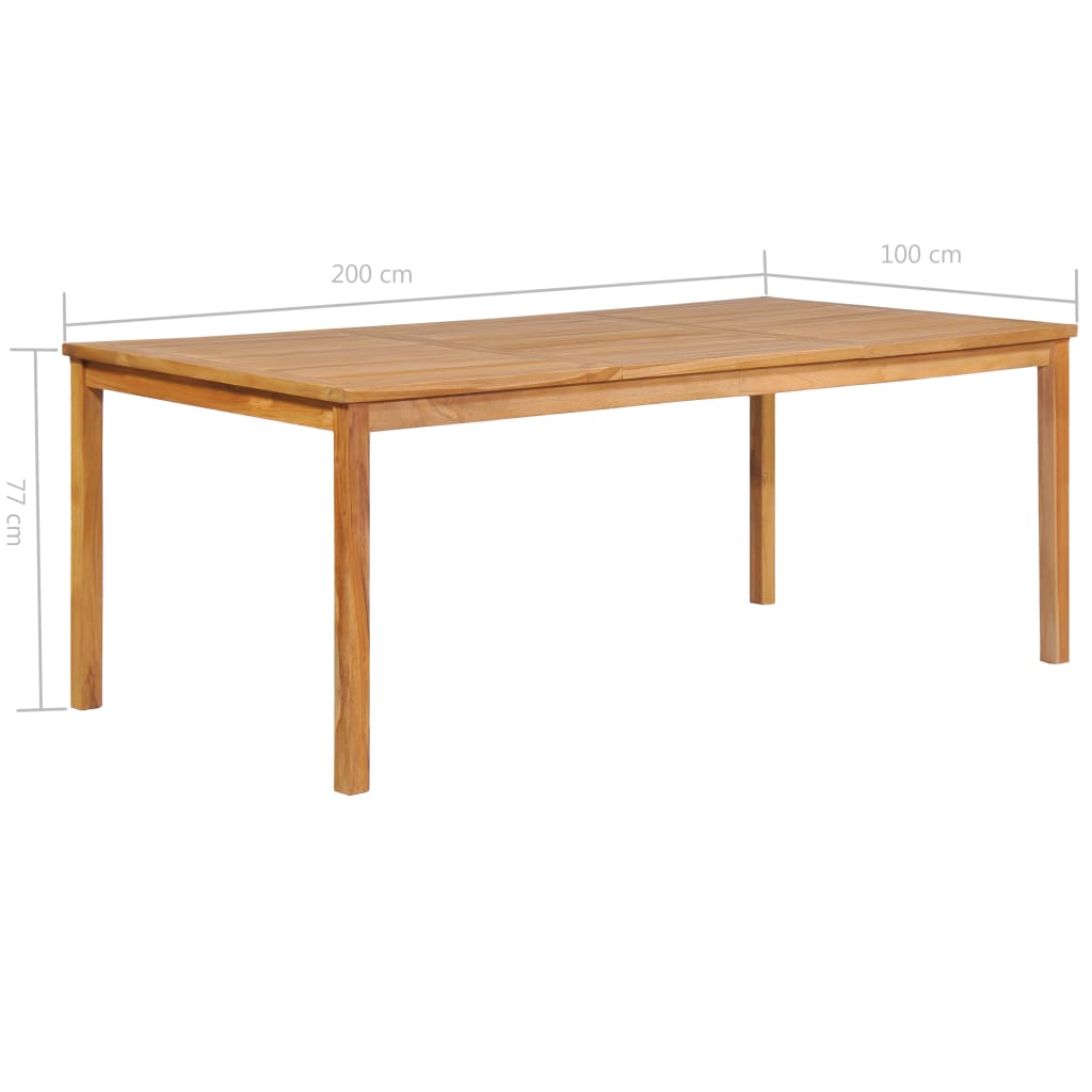 Vrtni blagovaonski set od 7 dijelova 200 x 100 cm masivno tikovino drvo
