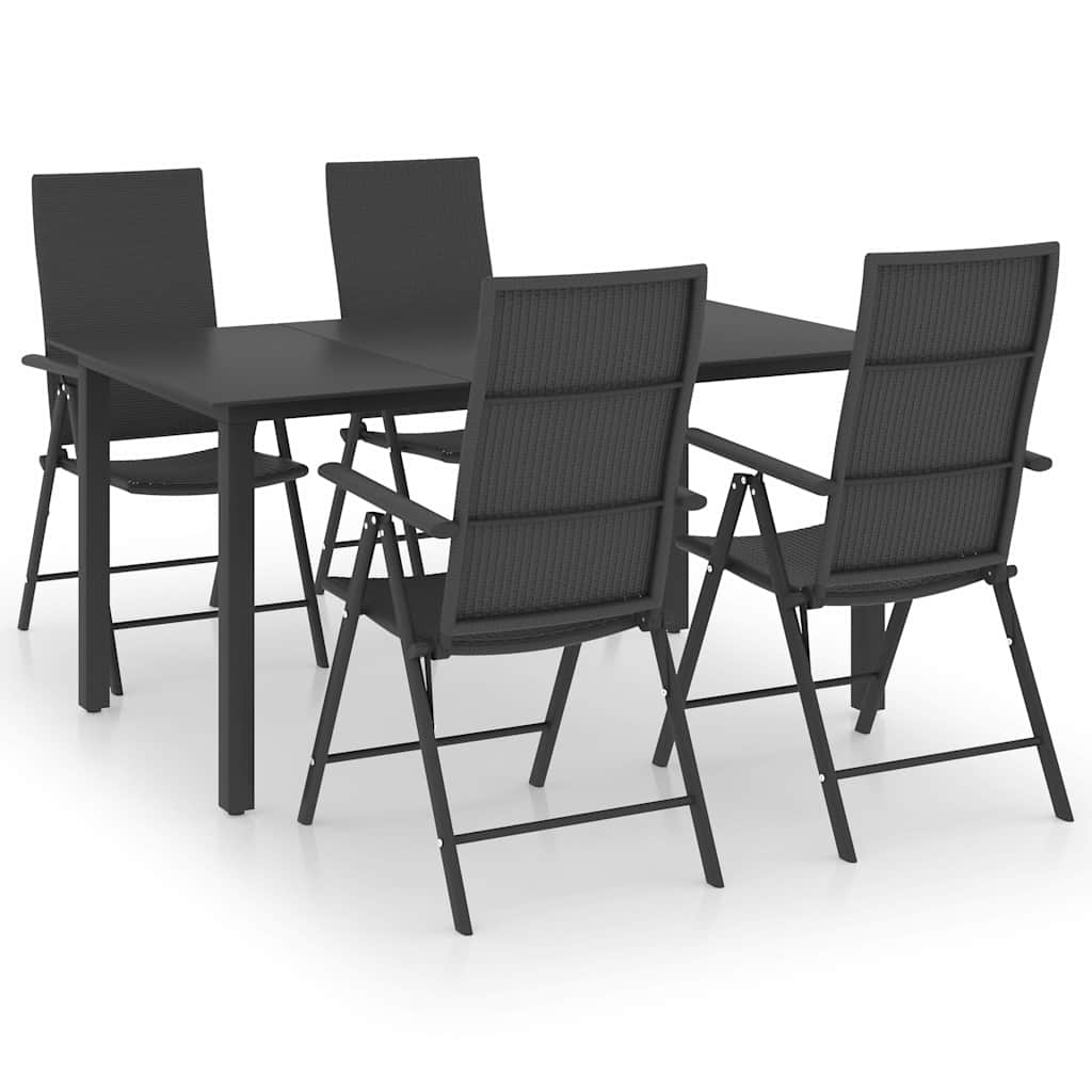 5-dijelni vrtni blagovaonski set crni Crna Dužina stola 150 cm