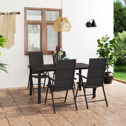 5-dijelni vrtni blagovaonski set crni Crna Dužina stola 150 cm