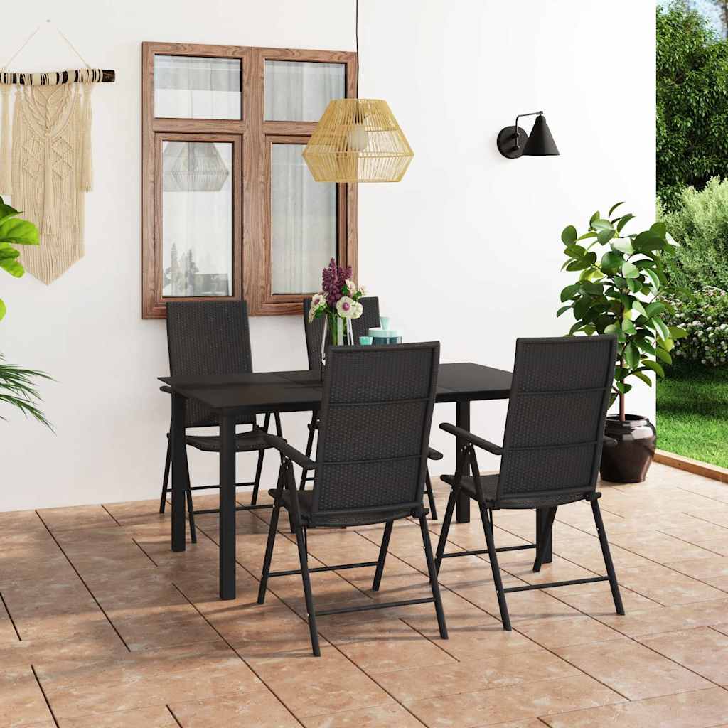 5-dijelni vrtni blagovaonski set crni Crna Dužina stola 150 cm
