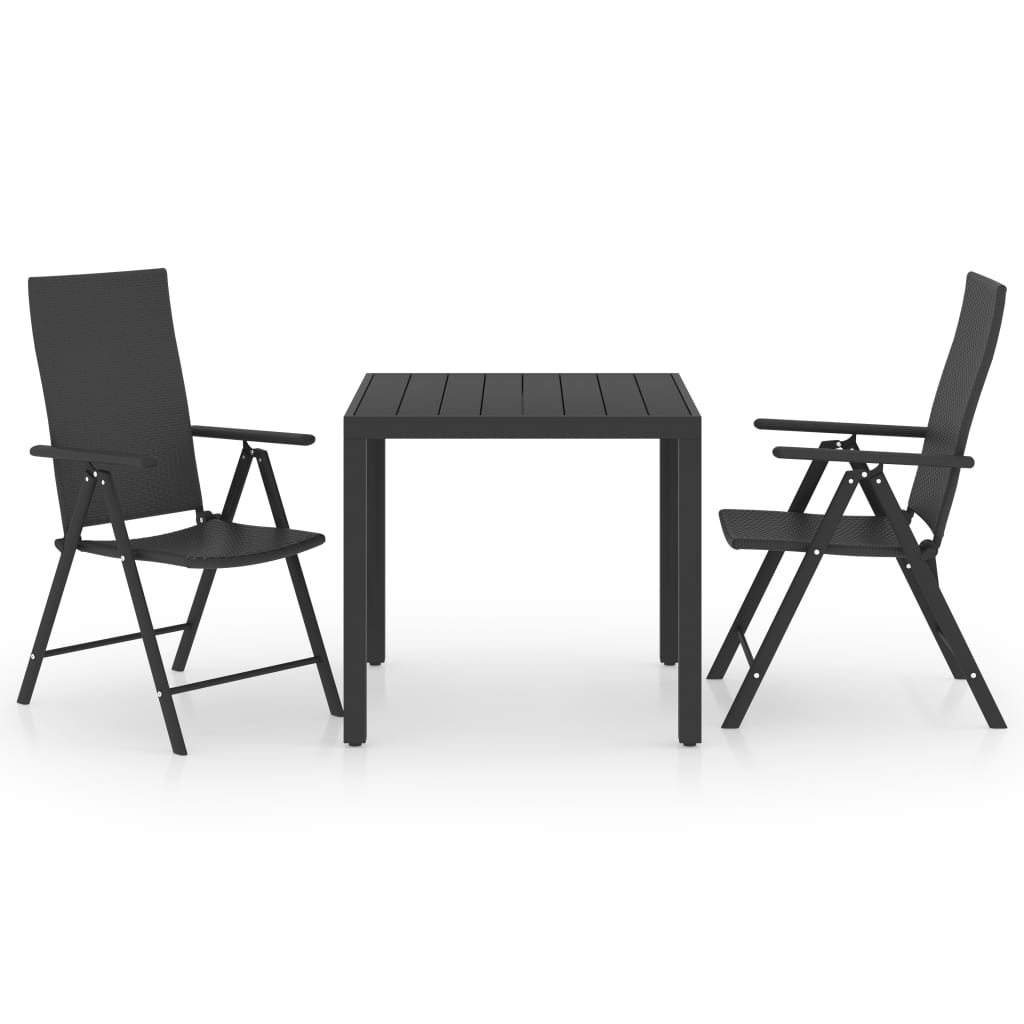 3-dijelni vrtni blagovaonski set crni