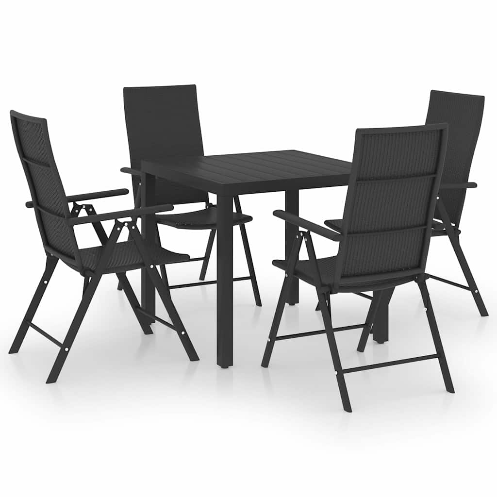 5-dijelni vrtni blagovaonski set crni Crna