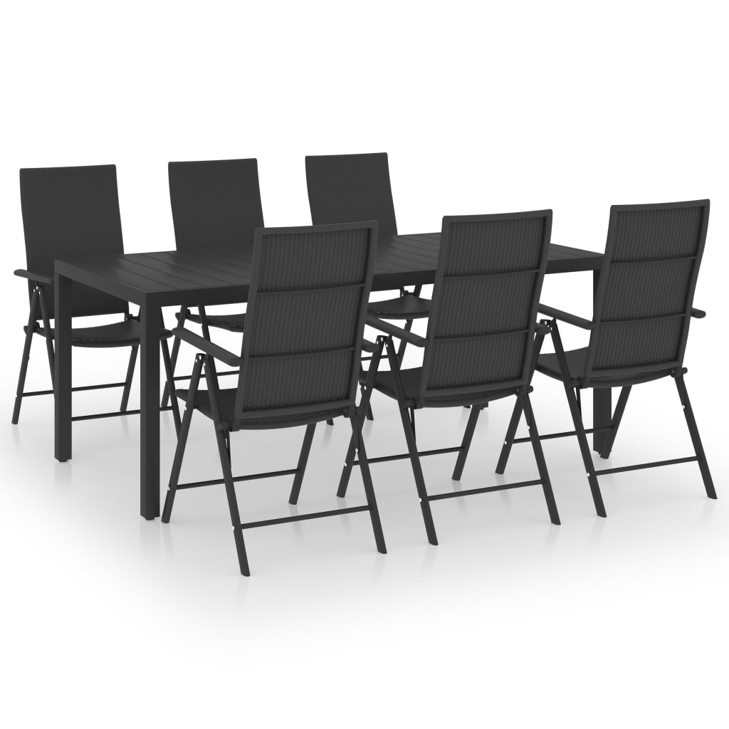 7-dijelni vrtni blagovaonski set crni