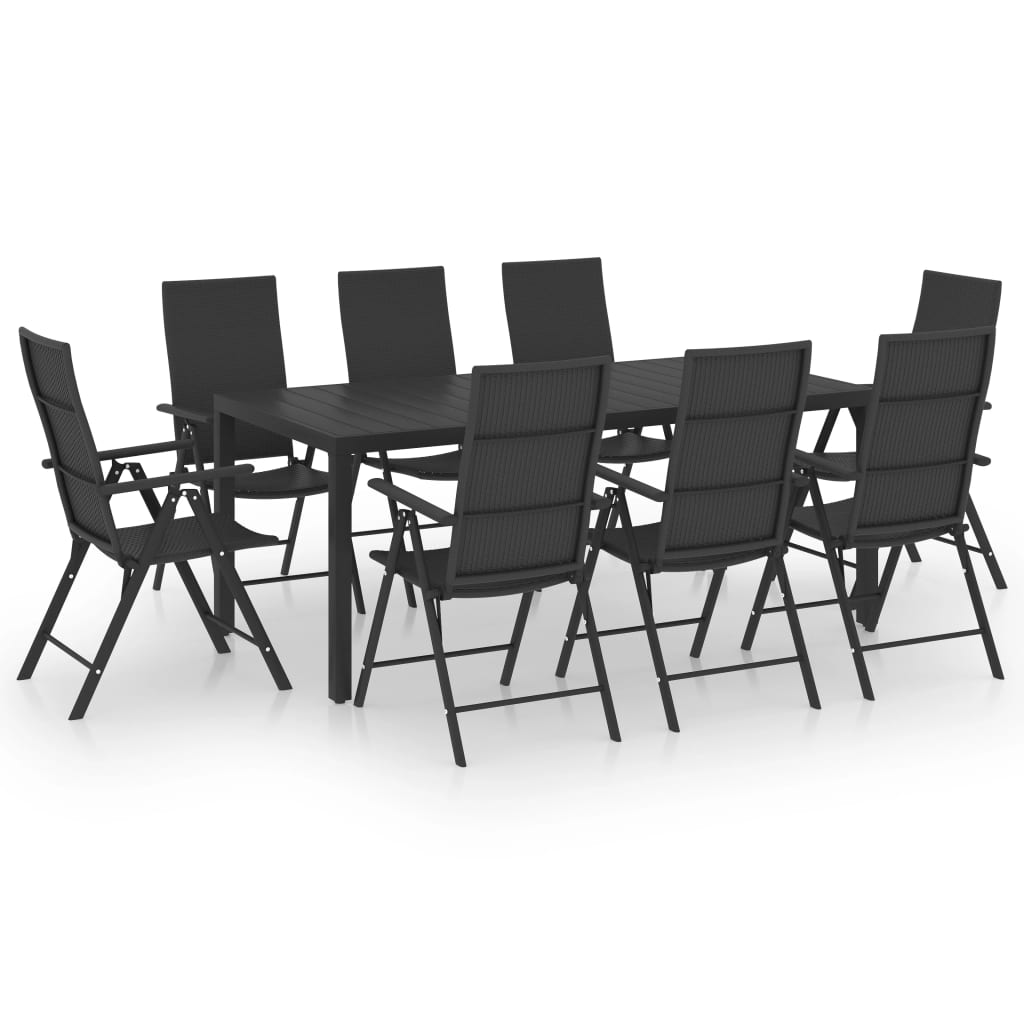 9-dijelni vrtni blagovaonski set crni