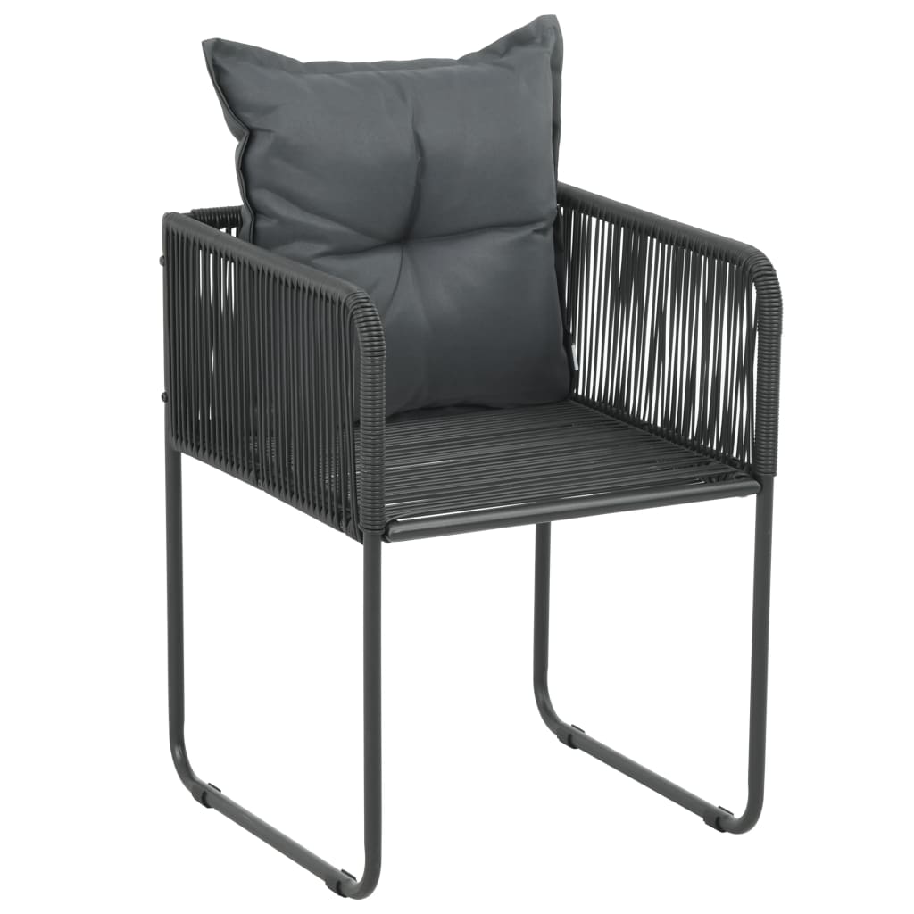 3-dijelni vrtni blagovaonski set od PVC ratana crni