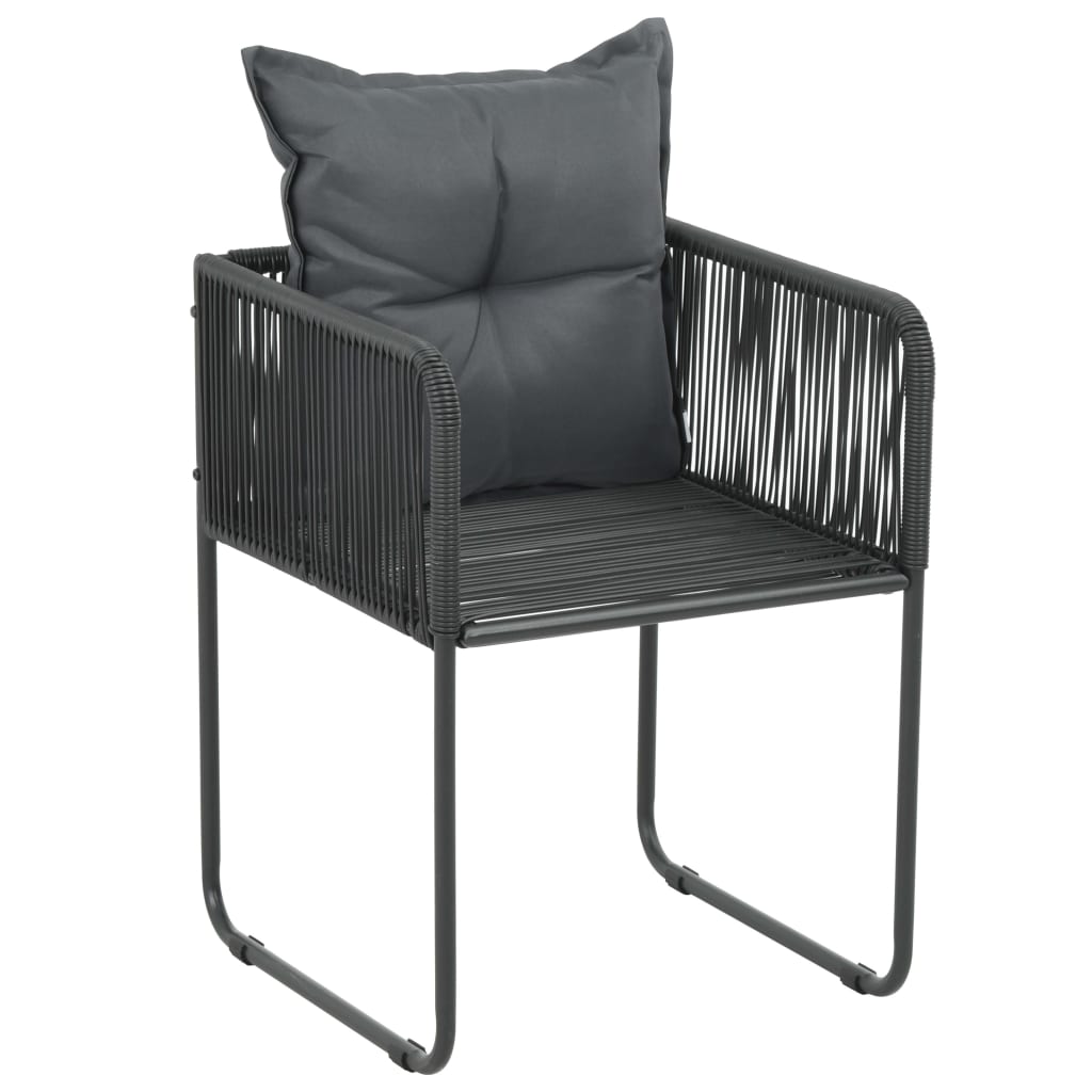 3-dijelni vrtni blagovaonski set od PVC ratana crni