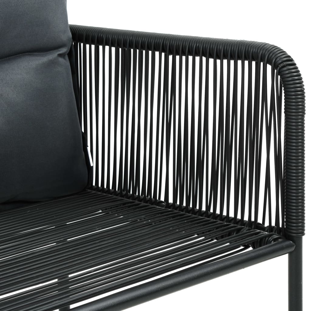3-dijelni vrtni blagovaonski set od PVC ratana crni