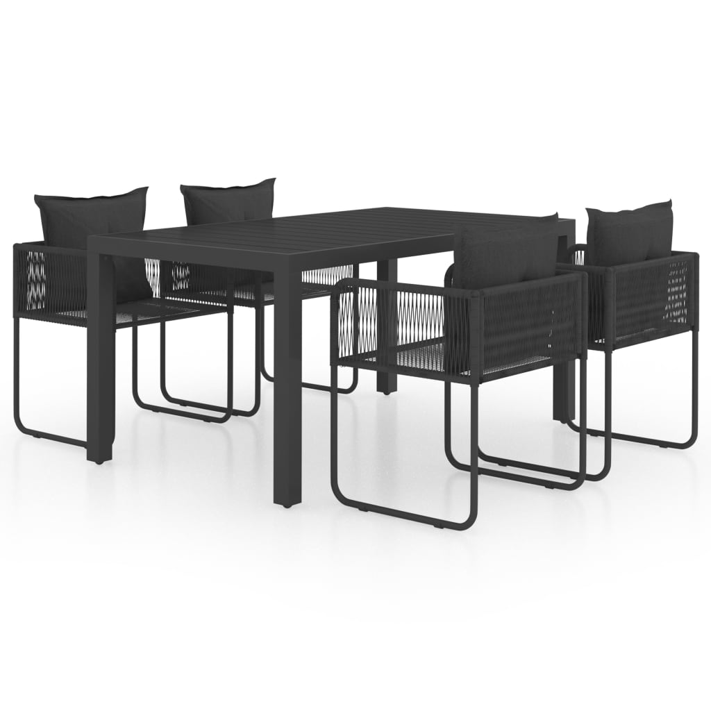 5-dijelni vrtni blagovaonski set od PVC ratana crni