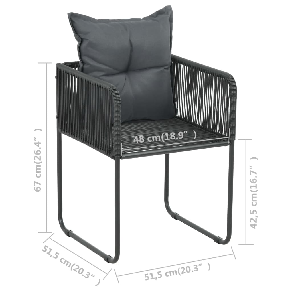 7-dijelni vrtni blagovaonski set od PVC ratana crni