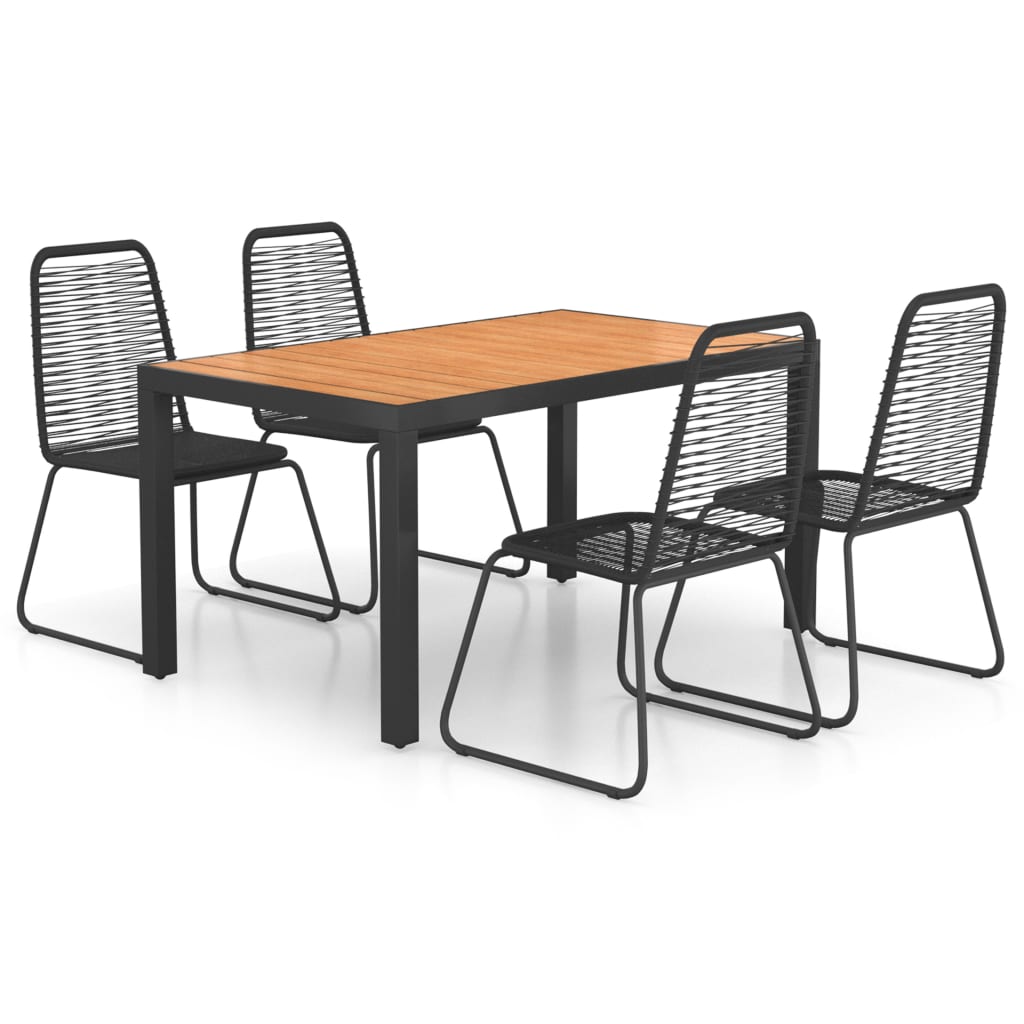 5-dijelni vrtni blagovaonski set od PVC ratana crno-smeđi
